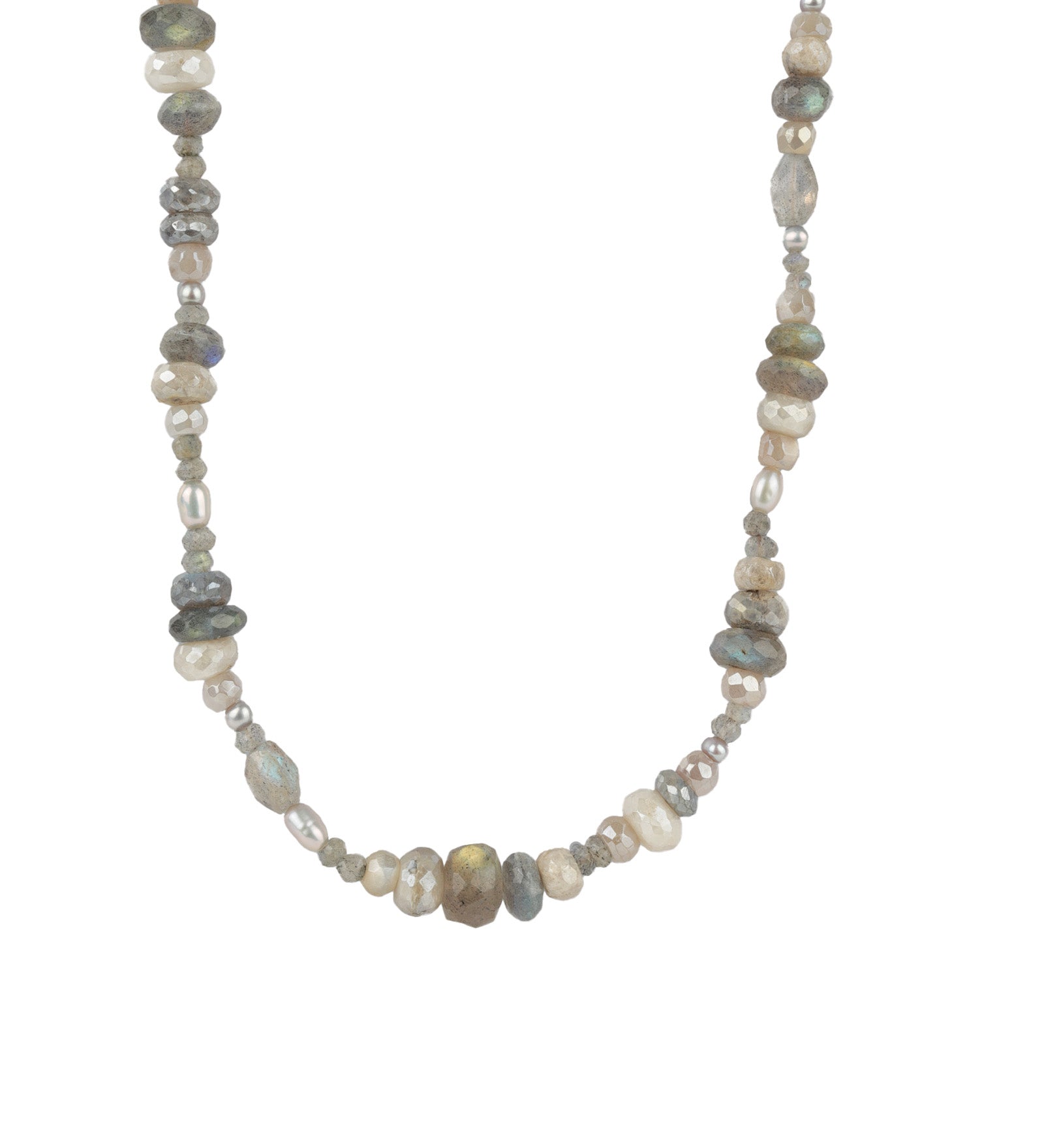 Mixed Stone + Pearl Necklace | 3.8mm 14k Gold Filled, White Pearl, Moonstone