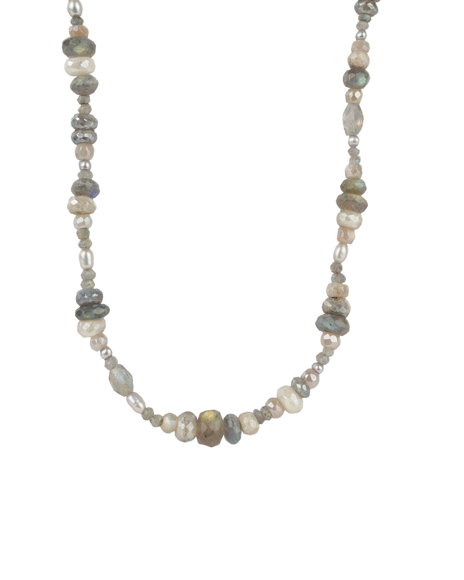 Mixed Stone + Pearl Necklace | 3.8mm 14k Gold Filled, White Pearl, Moonstone