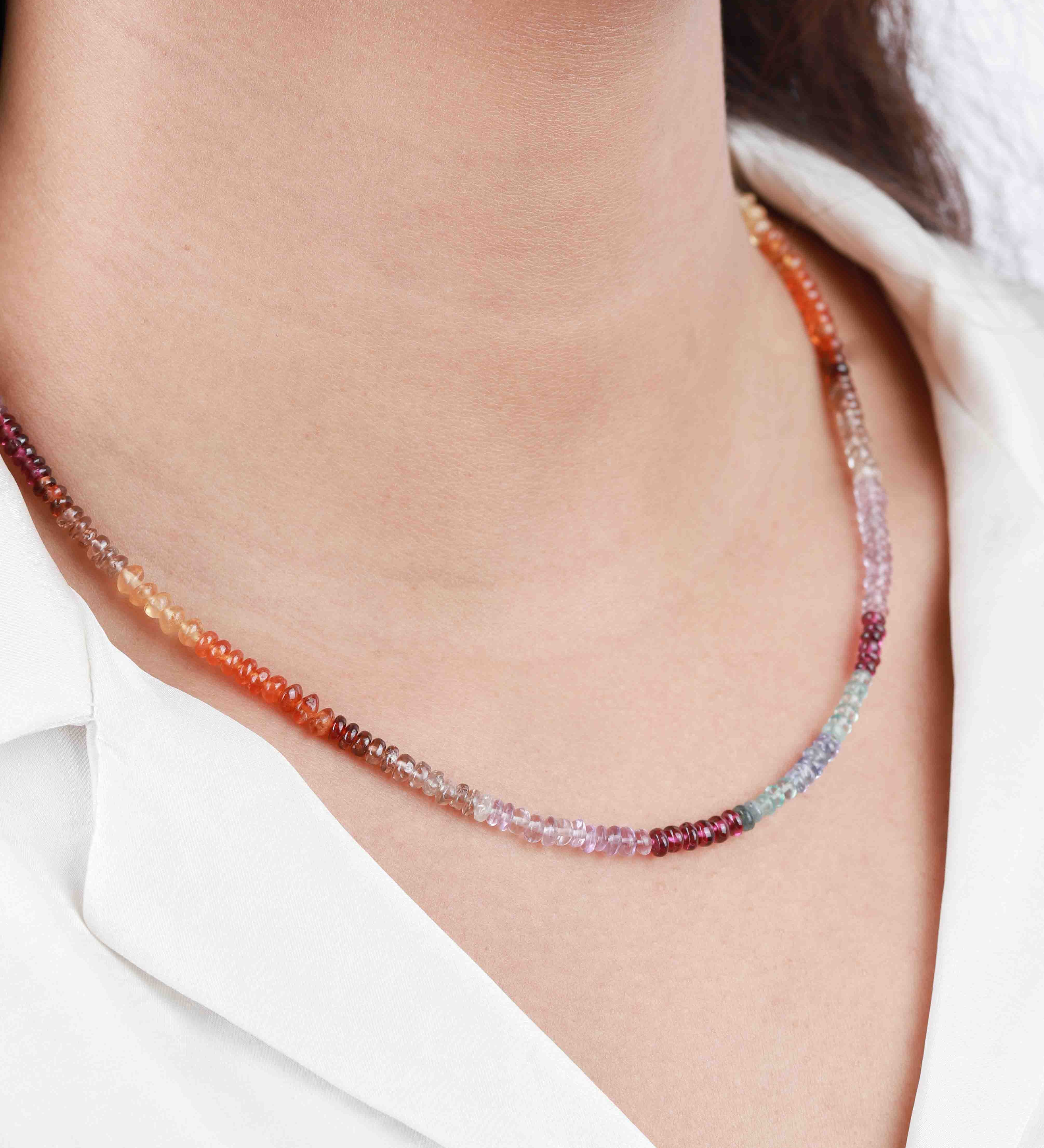 Autumn Mixed Stone Necklace | 4mm 14k Gold Filled, Fluorite, Zircon, Tanzanite