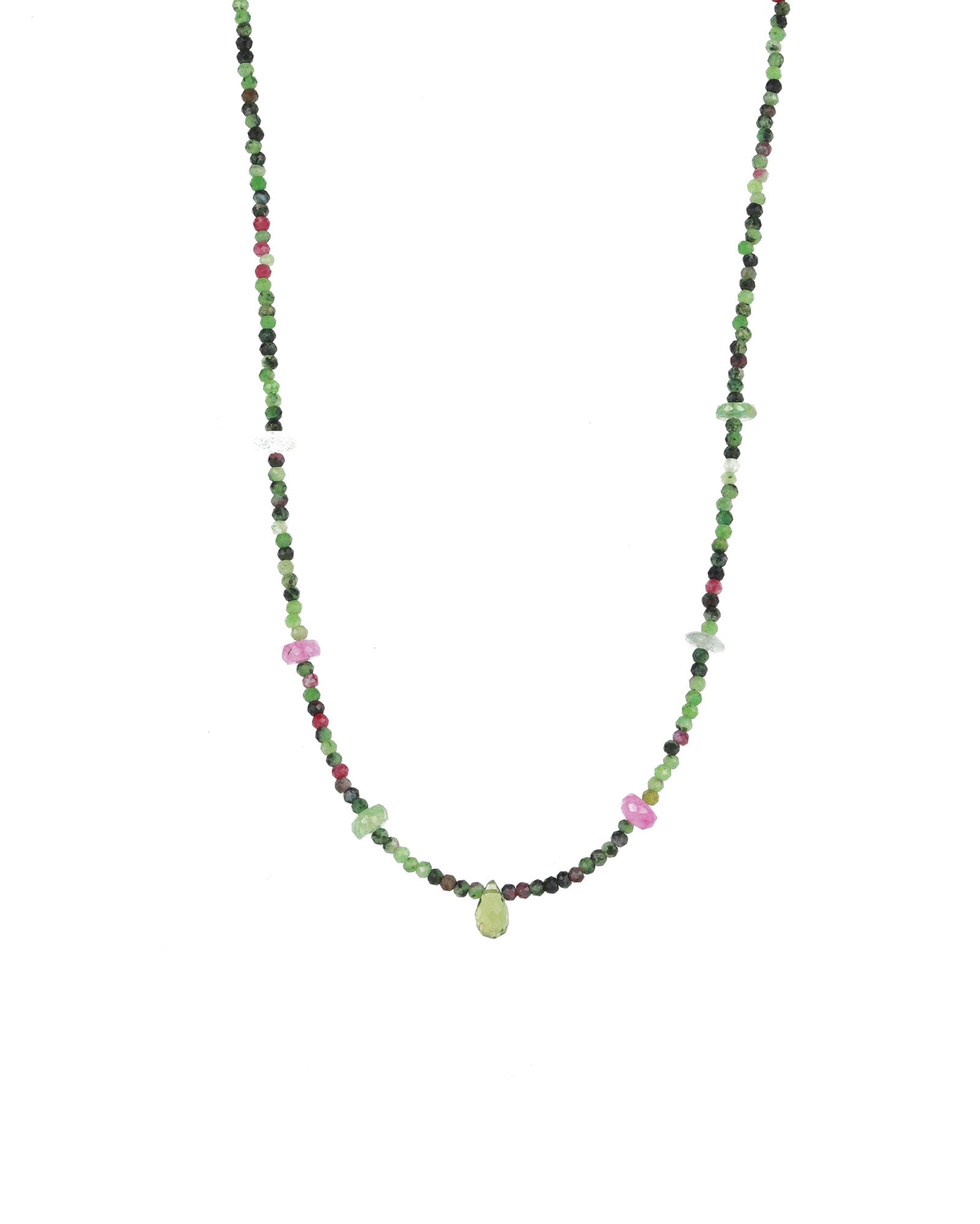 Gem Jar-Green Briolette Mixed Stone Necklace | 2mm-Necklaces-14k Gold Filled, Ruby Zoisite-Blue Ruby Jewellery-Vancouver Canada