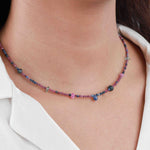 Gem Jar-Ruby Sapphire Briolette Mixed Stone Necklace | 2.5mm-Necklaces-Blue Ruby Jewellery-Vancouver Canada
