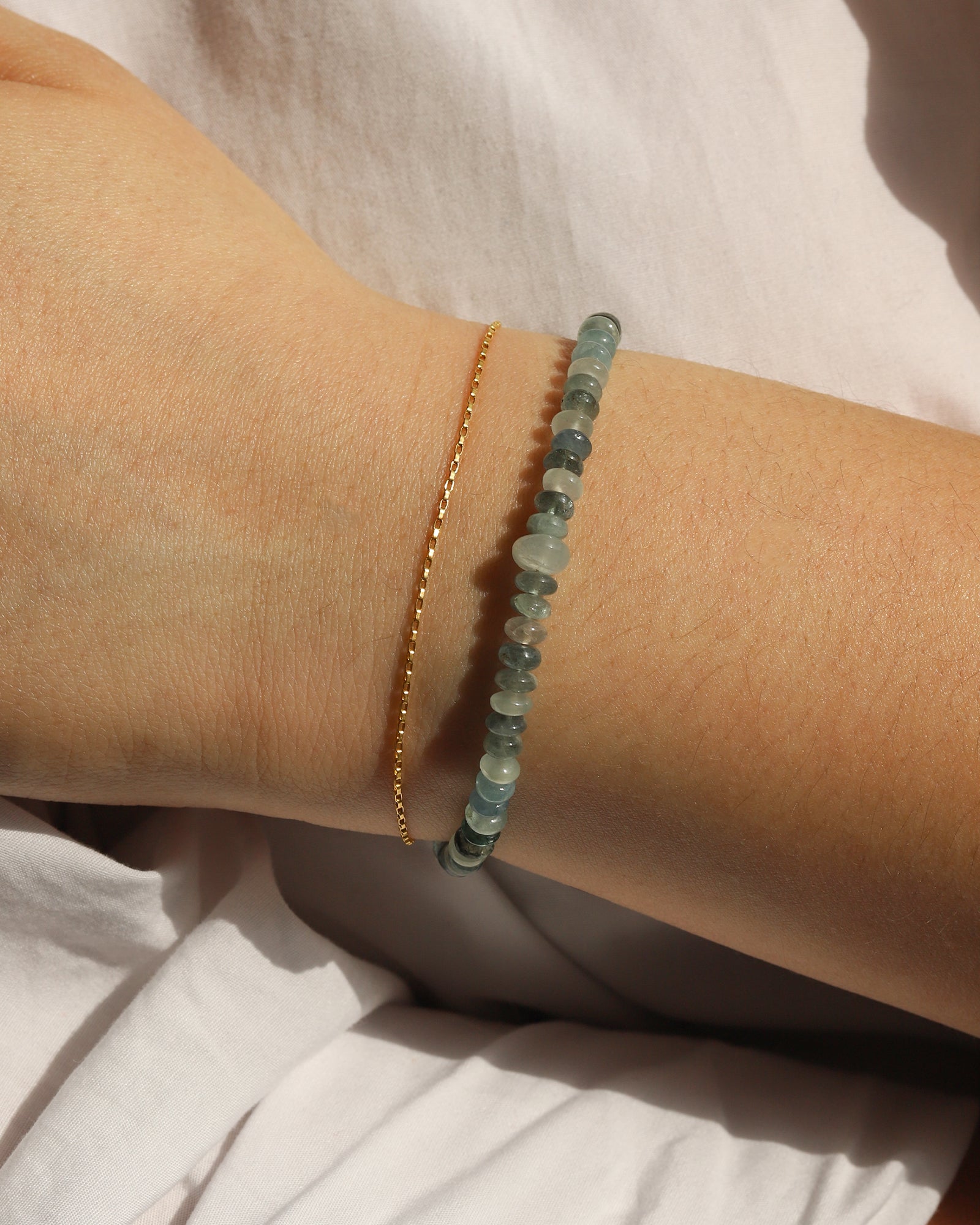 Gem Jar-Shaded Aquamarine Beaded Bracelet-Bracelets-Blue Ruby Jewellery-Vancouver Canada