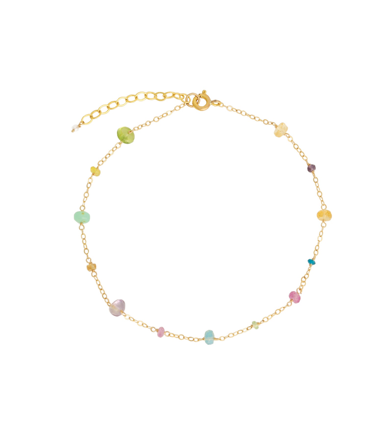 Gem Jar-Mixed Stone Station Anklet-Anklets-Blue Ruby Jewellery-Vancouver Canada