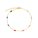 Gem Jar-Trio Station Stone Anklet-Anklets-Blue Ruby Jewellery-Vancouver Canada
