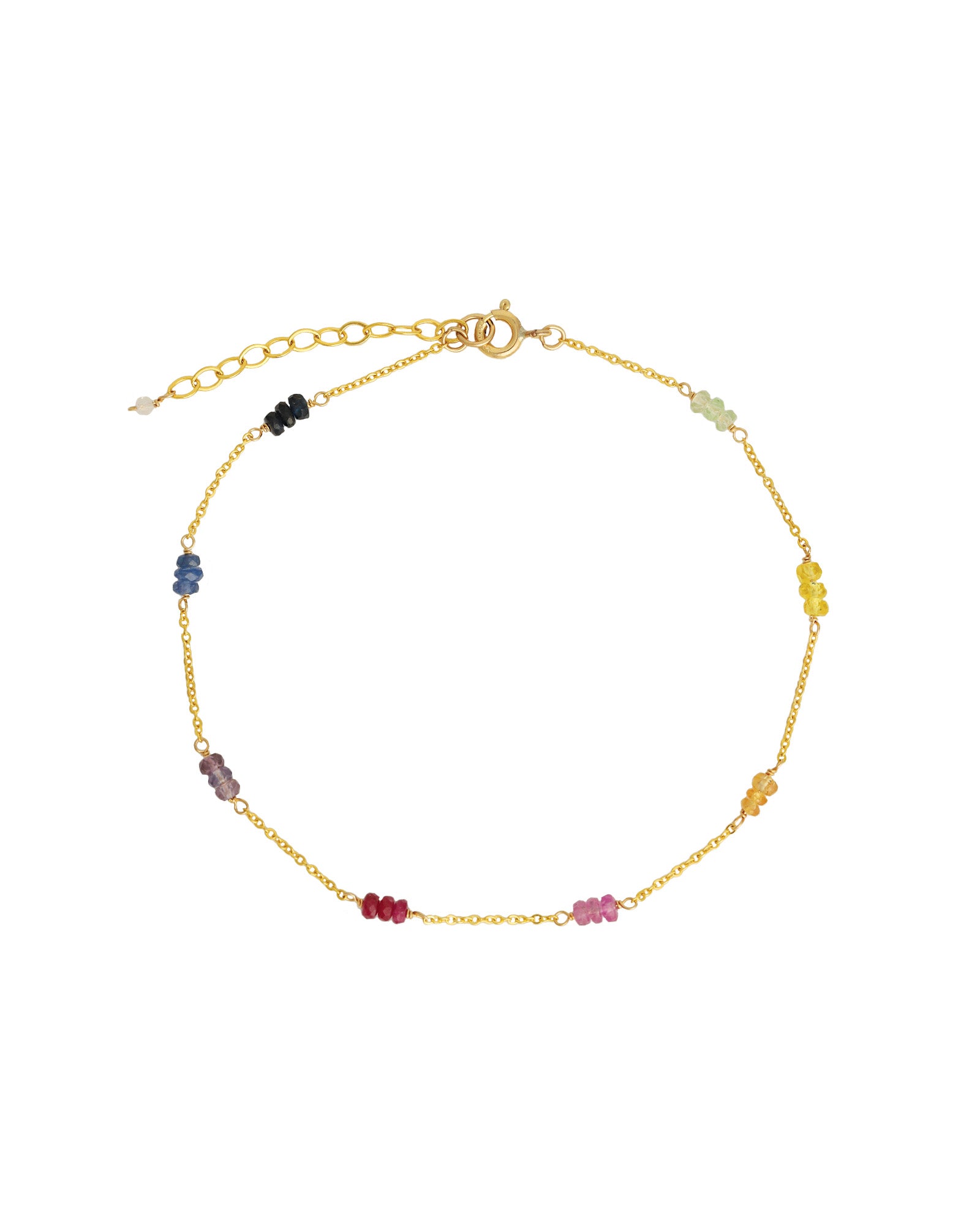 Gem Jar-Trio Station Stone Anklet-Anklets-Blue Ruby Jewellery-Vancouver Canada