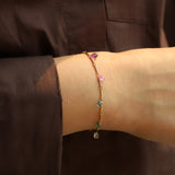 Gem Jar-7 Teardrop Stone Bar Bracelet-Bracelets-Blue Ruby Jewellery-Vancouver Canada