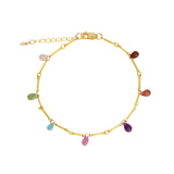Gem Jar-7 Teardrop Stone Bar Bracelet-Bracelets-14k Gold Filled, Multi-Blue Ruby Jewellery-Vancouver Canada