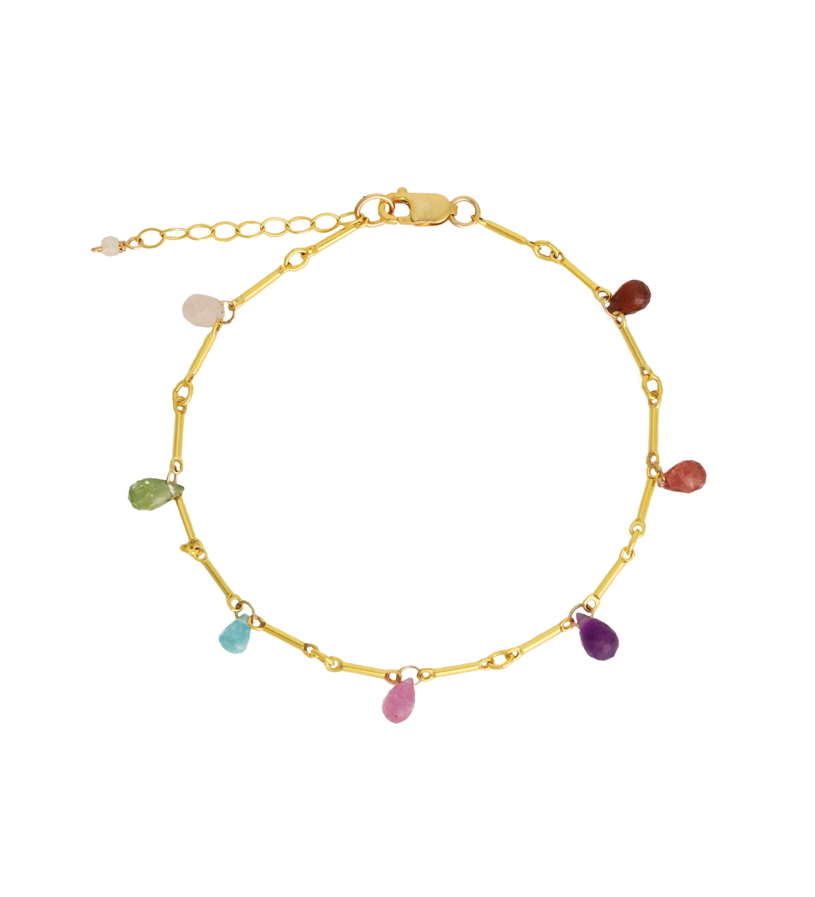 Gem Jar-7 Teardrop Stone Bar Bracelet-Bracelets-14k Gold Filled, Multi-Blue Ruby Jewellery-Vancouver Canada