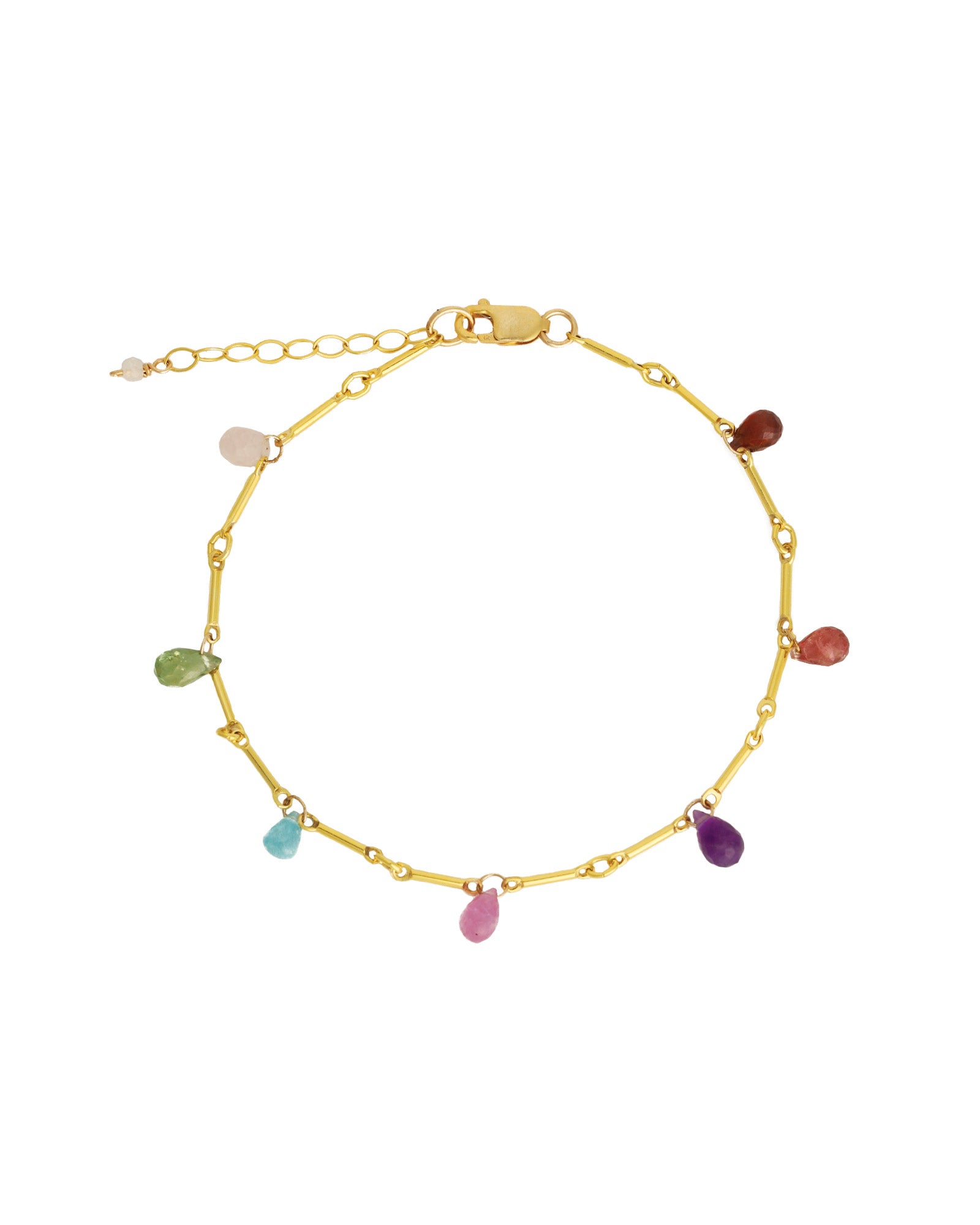 Gem Jar-7 Teardrop Stone Bar Bracelet-Bracelets-14k Gold Filled, Multi-Blue Ruby Jewellery-Vancouver Canada