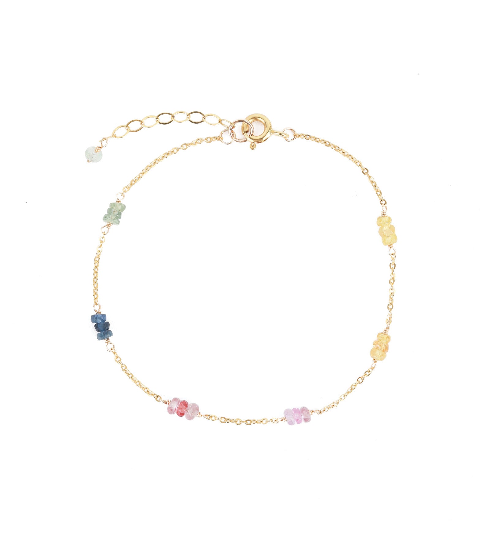 Gem Jar-Trio Station Stone Bracelet-Bracelets-14k Gold Filled, Multi-Blue Ruby Jewellery-Vancouver Canada