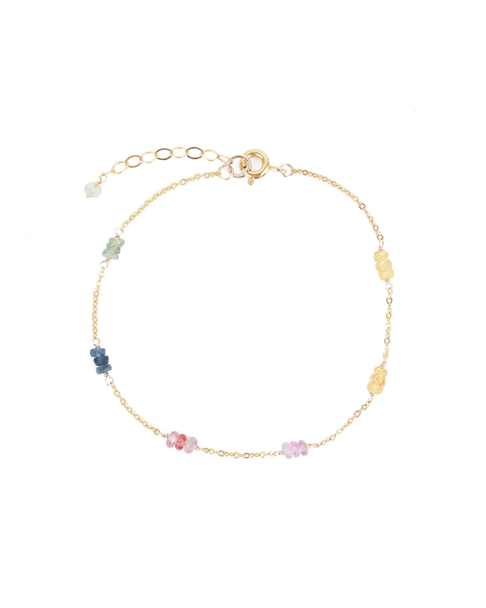 Gem Jar-Trio Station Stone Bracelet-Bracelets-14k Gold Filled, Multi-Blue Ruby Jewellery-Vancouver Canada