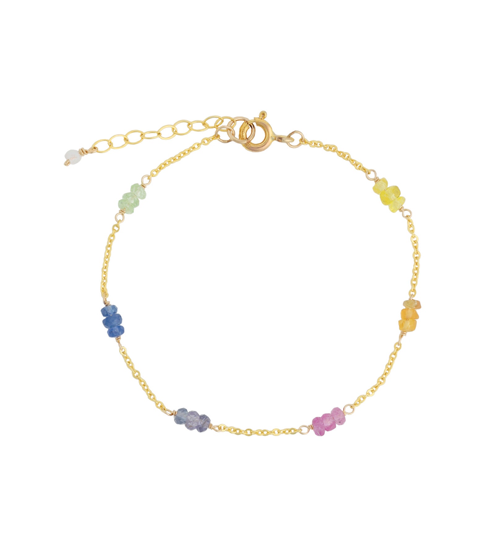 Gem Jar-Trio Station Stone Bracelet-Bracelets-14k Gold Filled, Multi-Blue Ruby Jewellery-Vancouver Canada