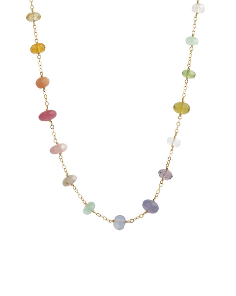 Gem Jar Mixed Stone Satellite Necklace 14k Gold Filled, Multi