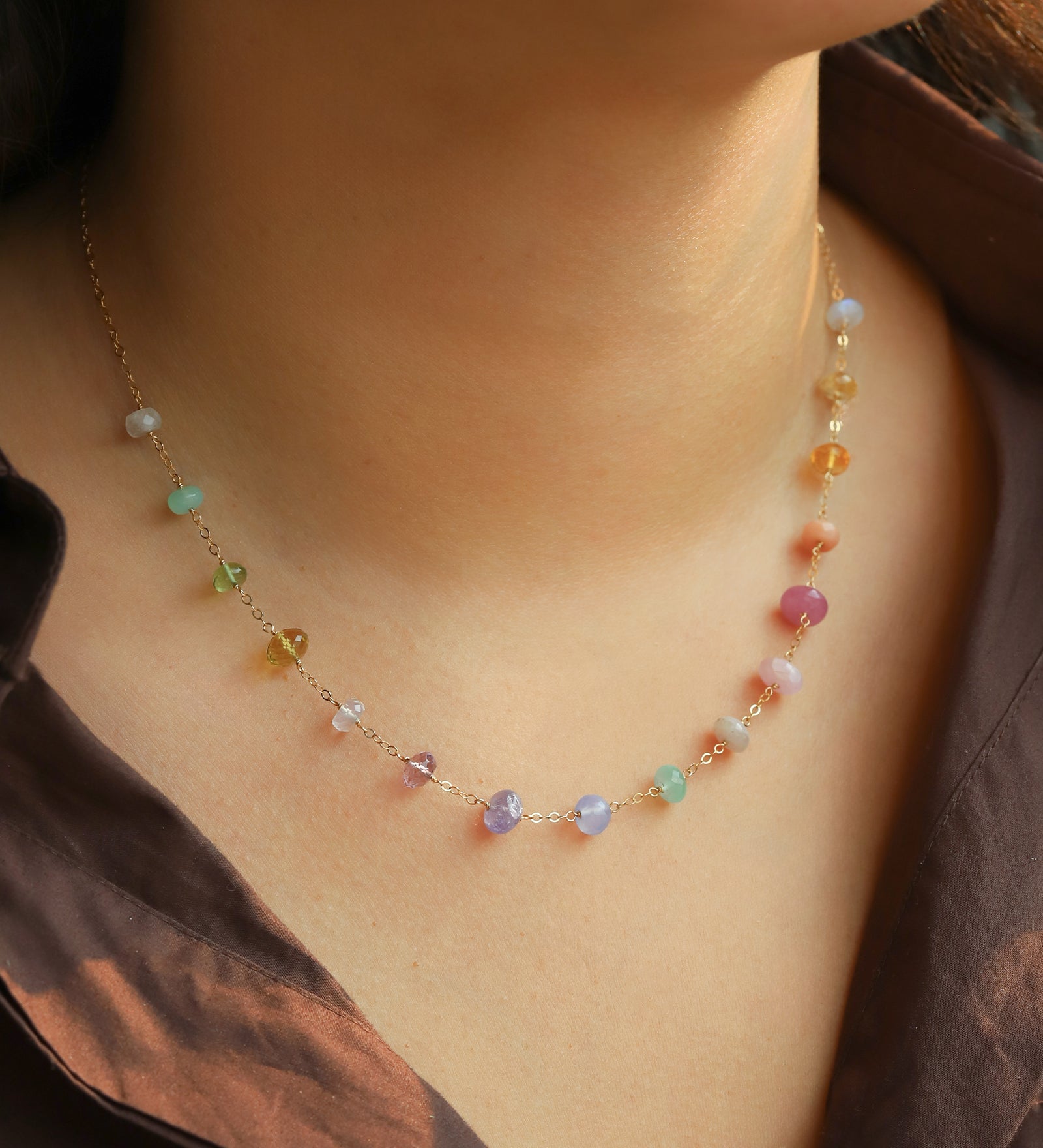 Gem Jar-Mixed Stone Satellite Necklace-Necklaces-Blue Ruby Jewellery-Vancouver Canada