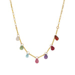 Gem Jar-Mixed Teardrop Stone Chain Necklace-Necklaces-14k Gold Filled, Multi-Blue Ruby Jewellery-Vancouver Canada