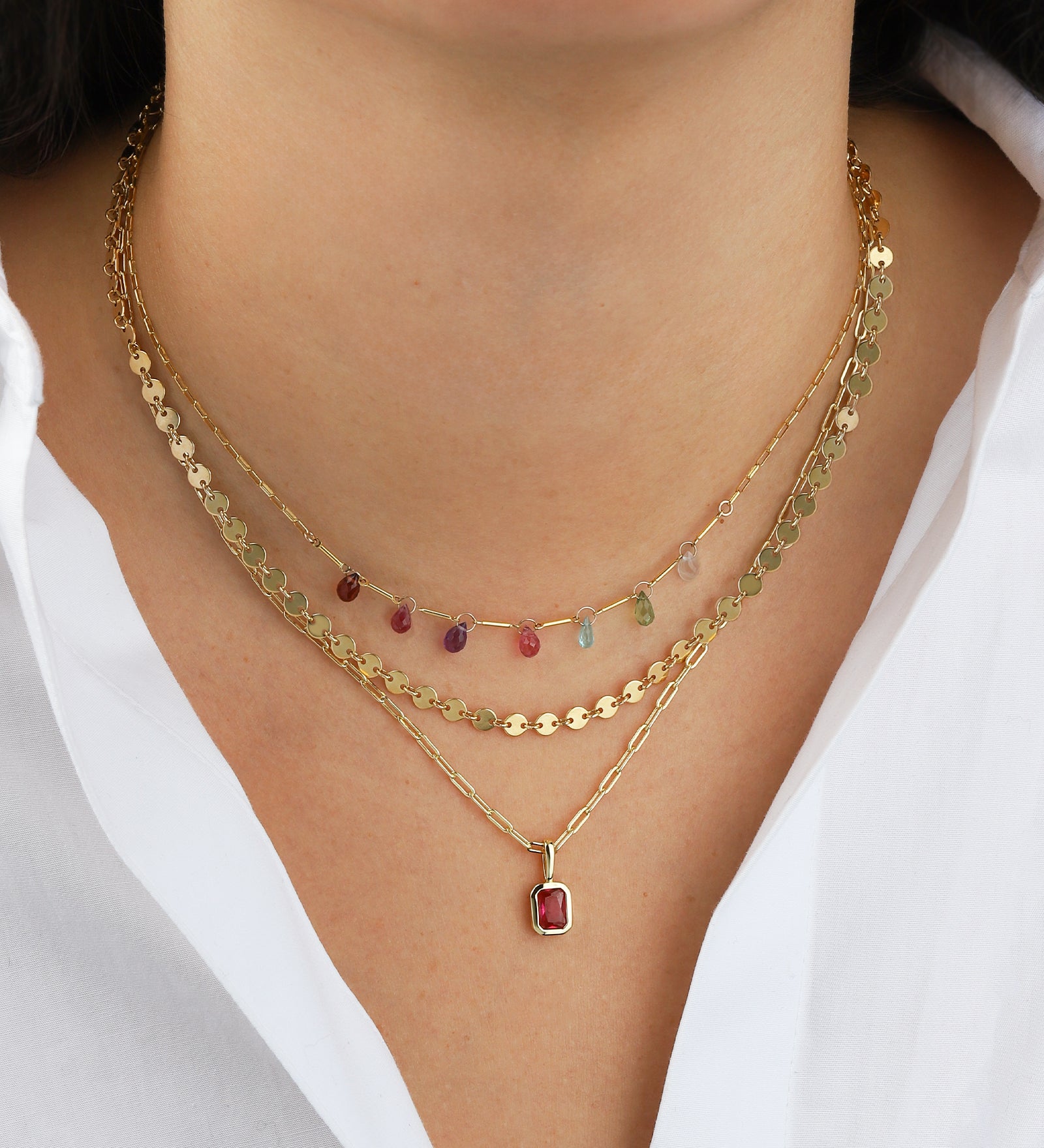 Gem Jar-Mixed Teardrop Stone Chain Necklace-Necklaces-Blue Ruby Jewellery-Vancouver Canada