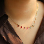 Gem Jar-Mixed Teardrop Stone Chain Necklace-Necklaces-Blue Ruby Jewellery-Vancouver Canada