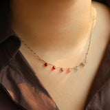 Gem Jar-Mixed Teardrop Stone Chain Necklace-Necklaces-Blue Ruby Jewellery-Vancouver Canada