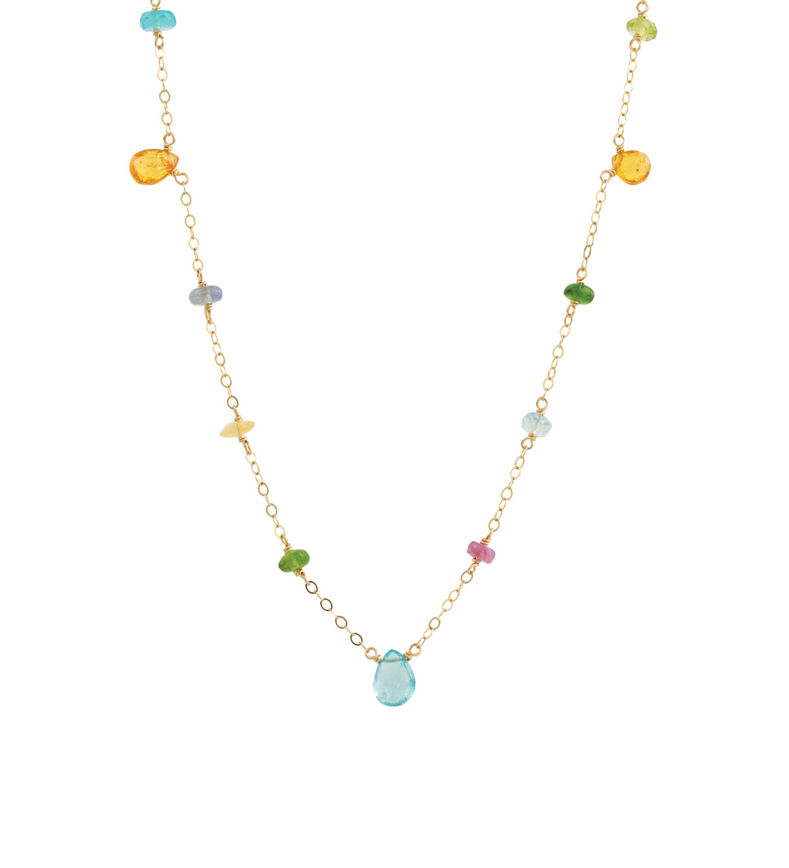 Gem Jar-Mixed Teardrop Stone Satellite Necklace-Necklaces-14k Gold Filled, Multi-Blue Ruby Jewellery-Vancouver Canada