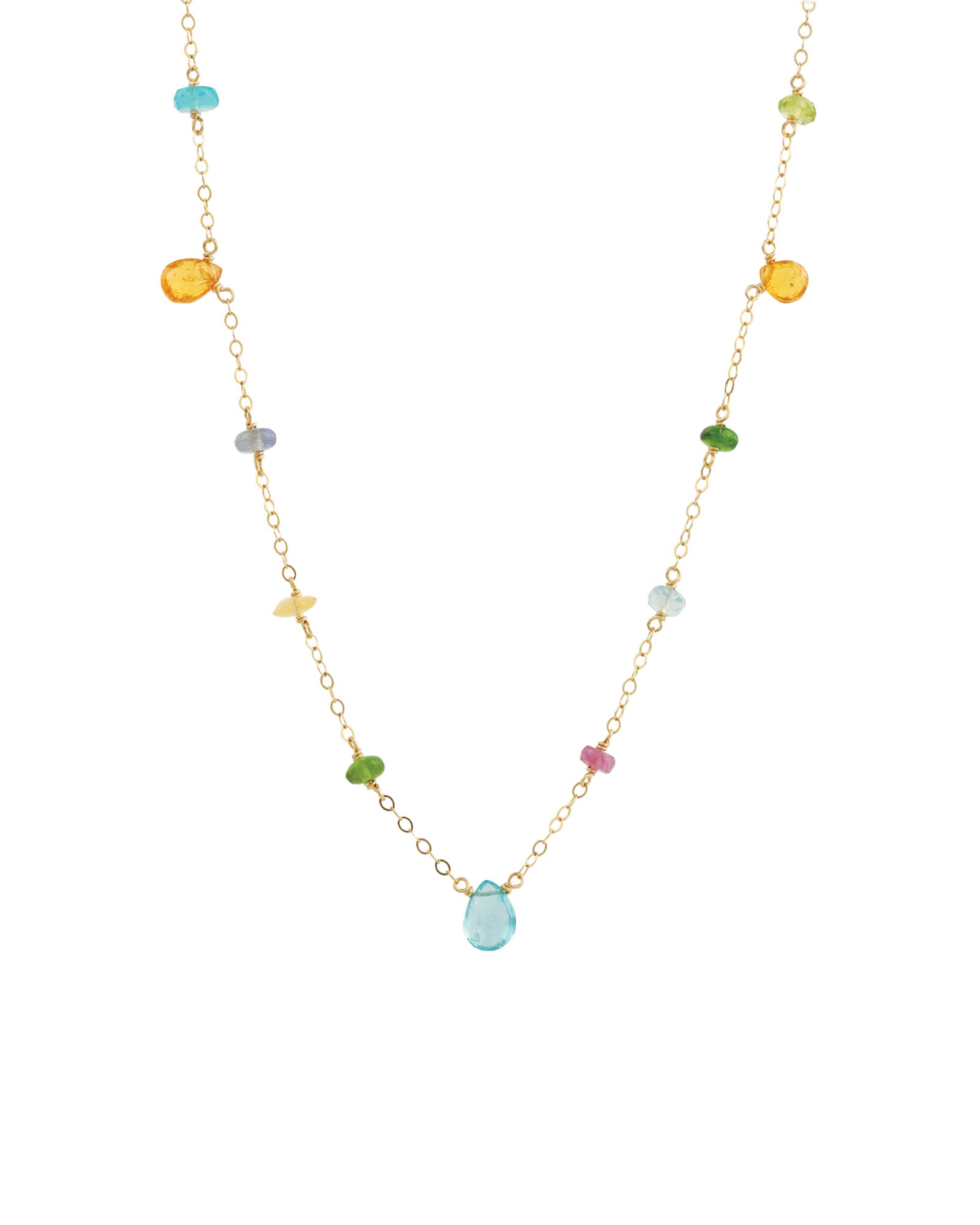 Gem Jar-Mixed Teardrop Stone Satellite Necklace-Necklaces-14k Gold Filled, Multi-Blue Ruby Jewellery-Vancouver Canada