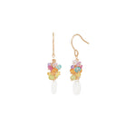 Gem Jar-Stone Drop Cluster Hooks-Earrings-14k Gold Filled, Rainbow Moonstone, Sapphire Mix-Blue Ruby Jewellery-Vancouver Canada