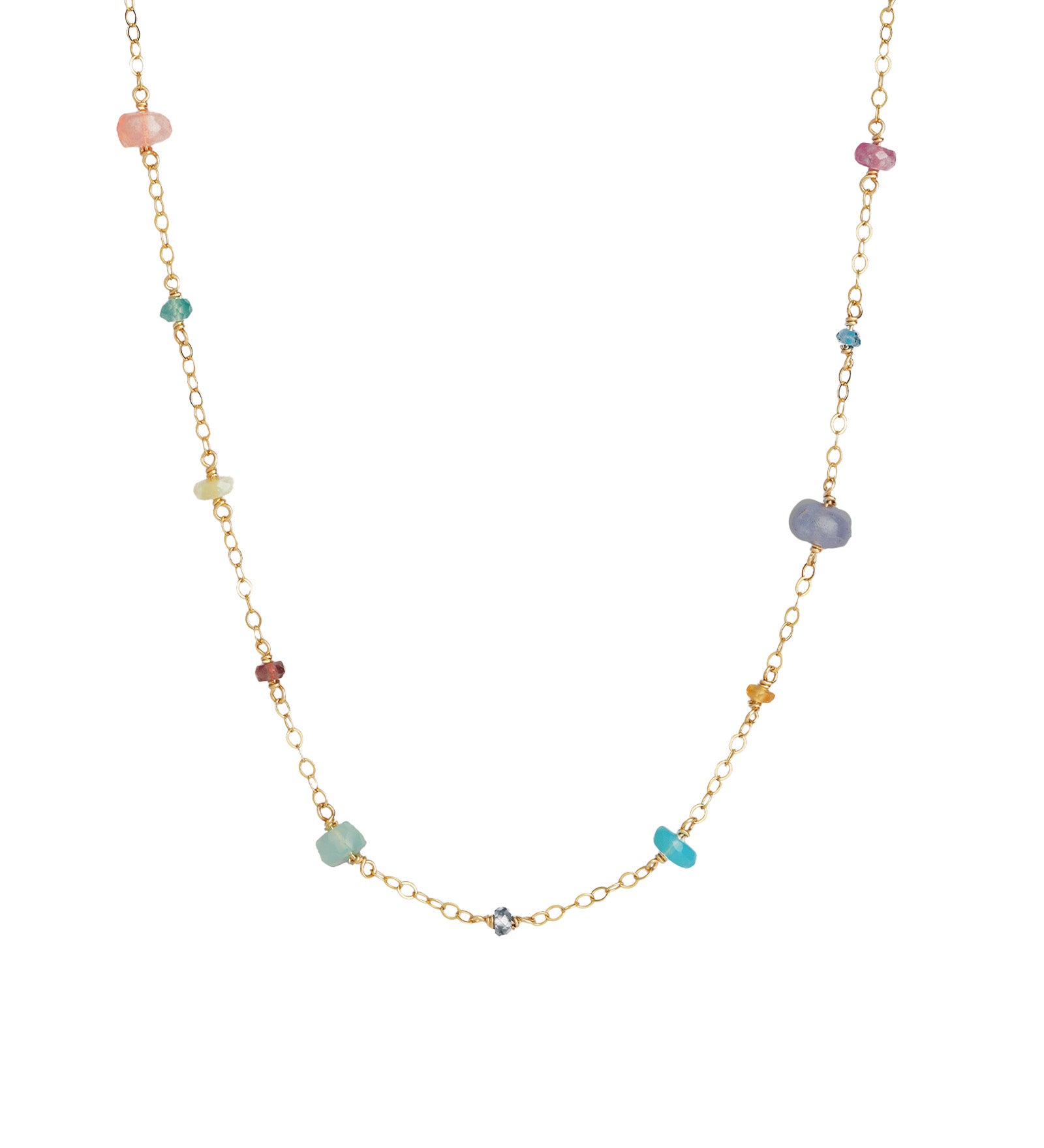 Gem Jar-Mixed Stone Station Necklace-Necklaces-14k Gold Filled, Multi-Blue Ruby Jewellery-Vancouver Canada