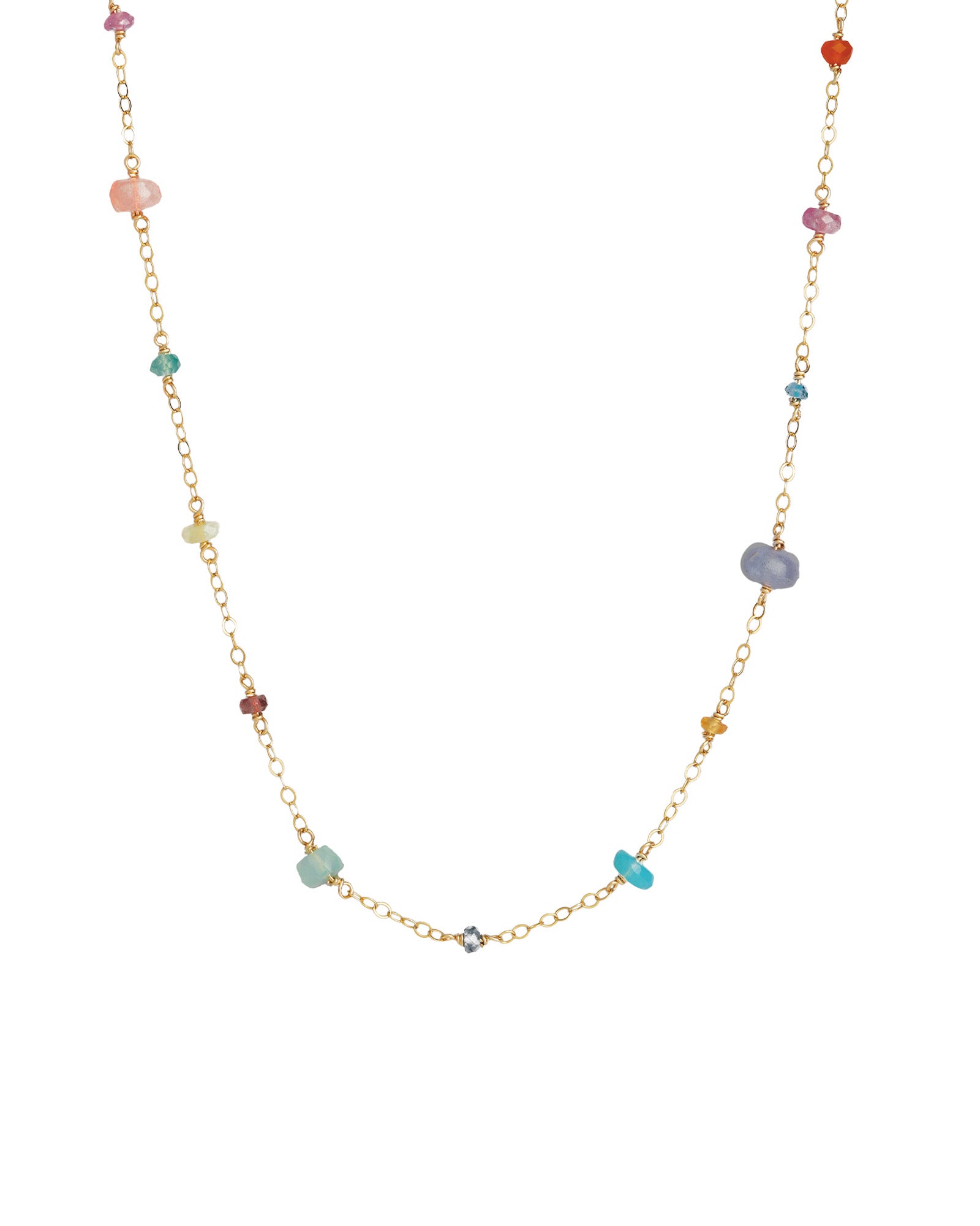 Gem Jar-Mixed Stone Station Necklace-Necklaces-14k Gold Filled, Multi-Blue Ruby Jewellery-Vancouver Canada