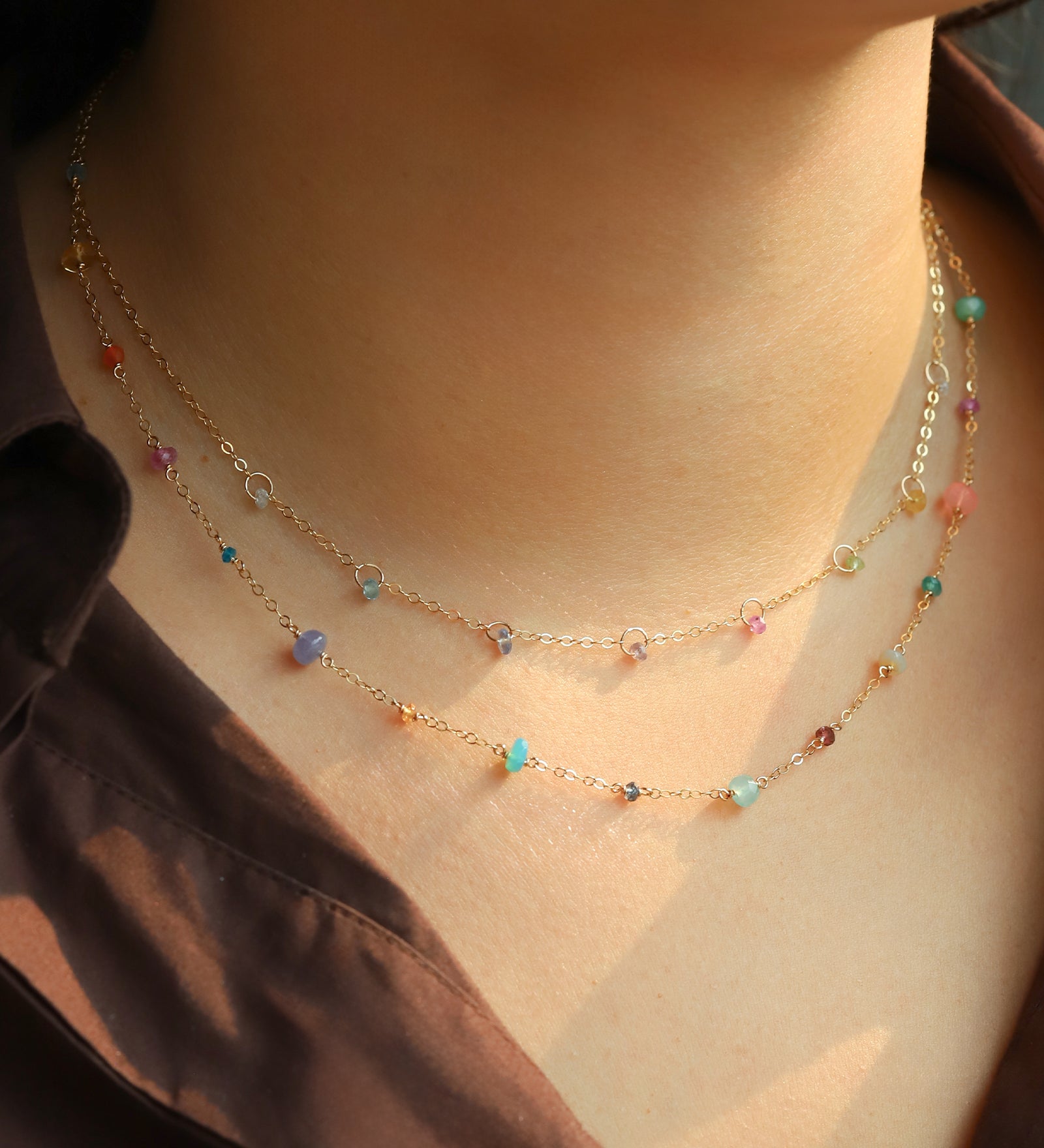 Gem Jar-Mixed Stone Station Necklace-Necklaces-Blue Ruby Jewellery-Vancouver Canada