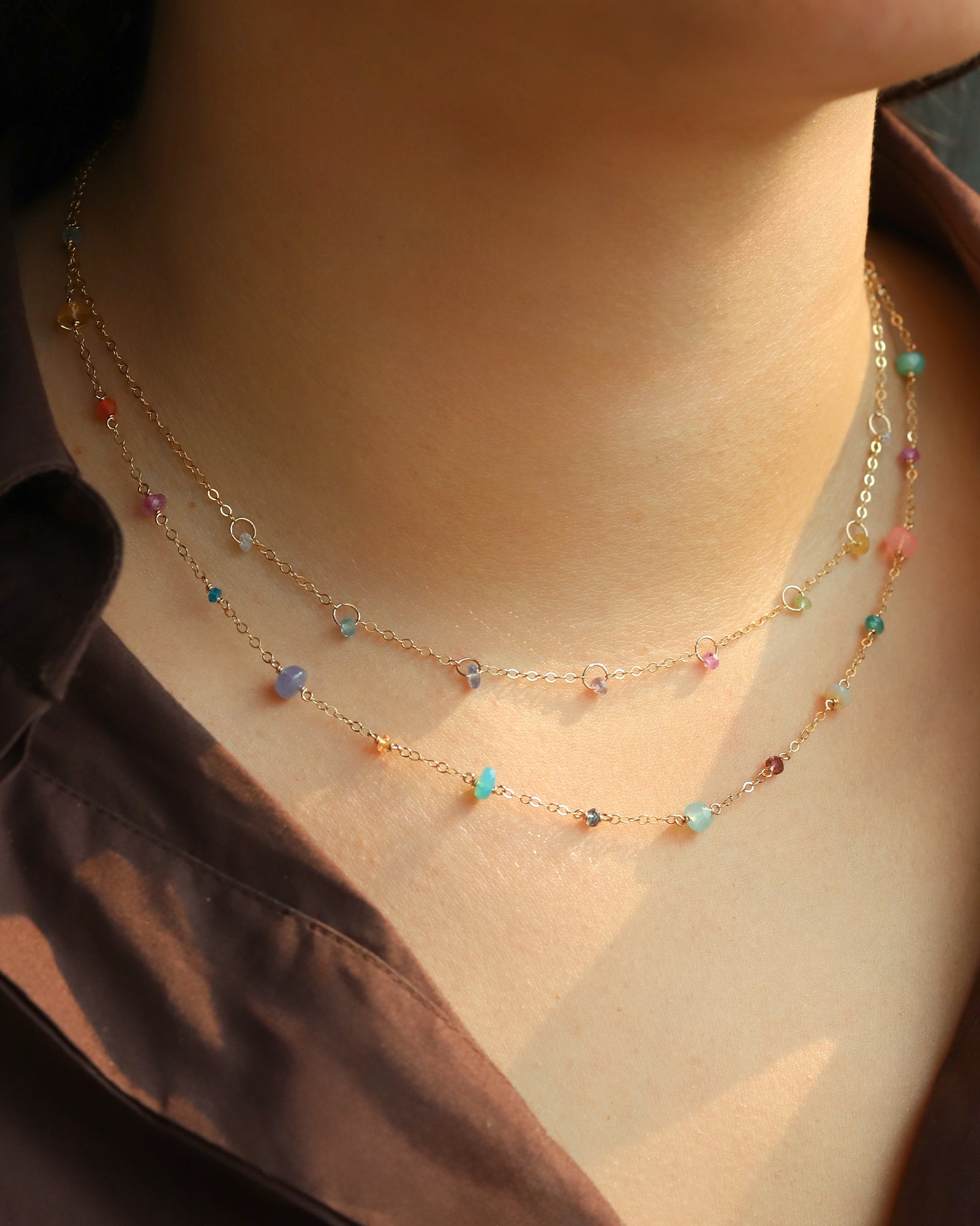 Gem Jar-Mixed Stone Station Necklace-Necklaces-Blue Ruby Jewellery-Vancouver Canada