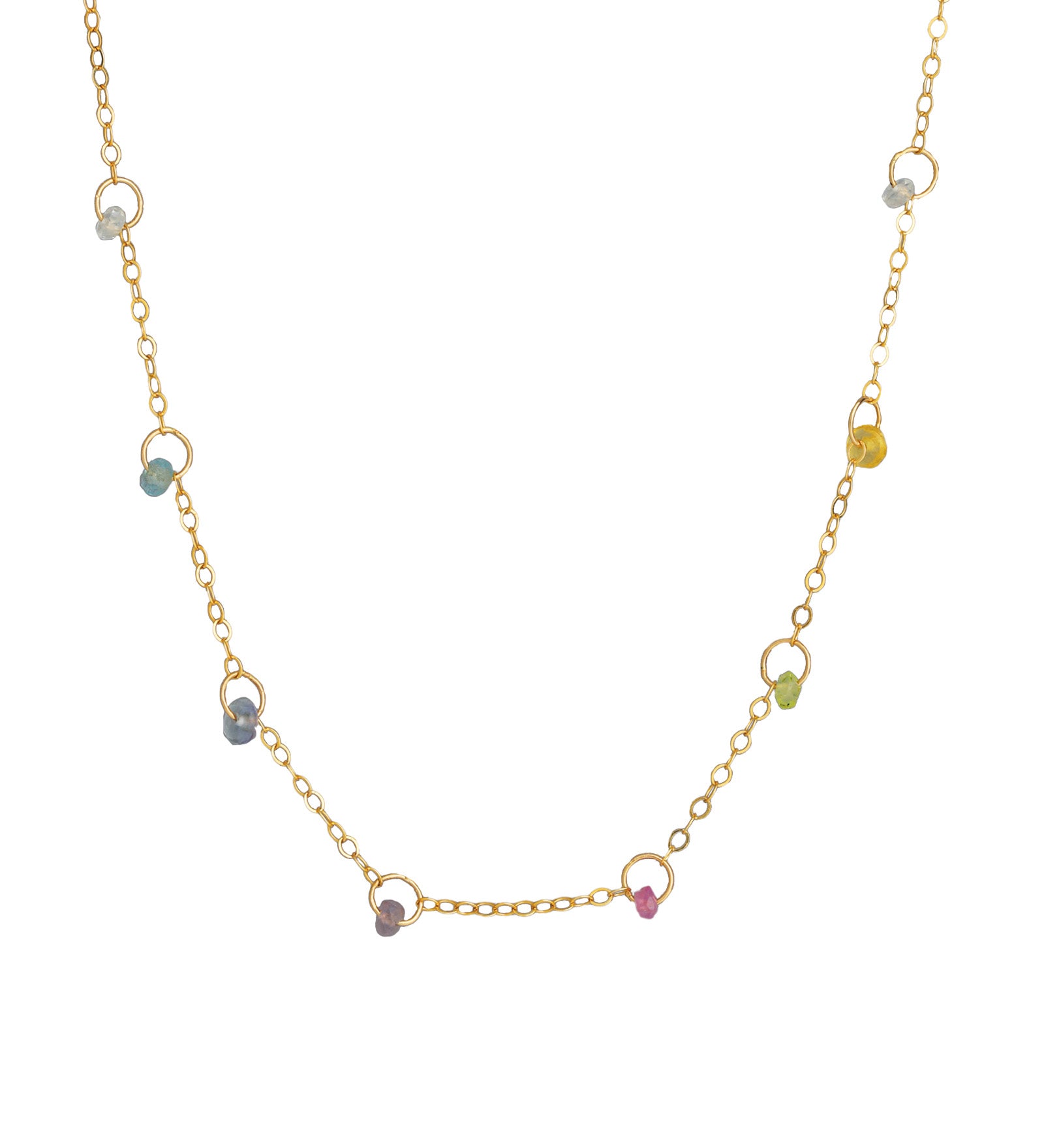 Gem Jar-Floating Stone Station Necklace-Necklaces-14k Gold Filled, Multi-Blue Ruby Jewellery-Vancouver Canada