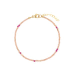 Pink Mix Stone Bracelet | 2mm 14k Gold Filled, Cherry Quartz