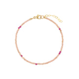 Pink Mix Stone Bracelet | 2mm 14k Gold Filled, Cherry Quartz