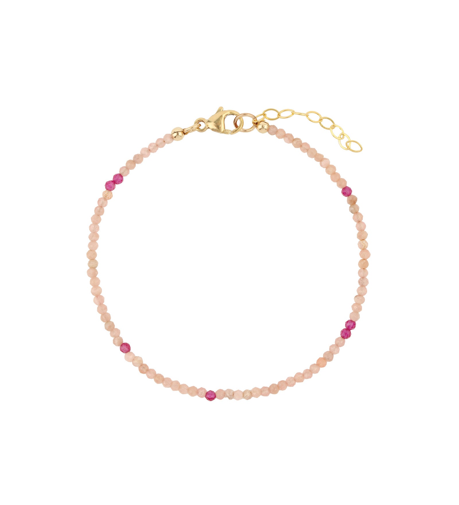 Pink Mix Stone Bracelet | 2mm 14k Gold Filled, Cherry Quartz
