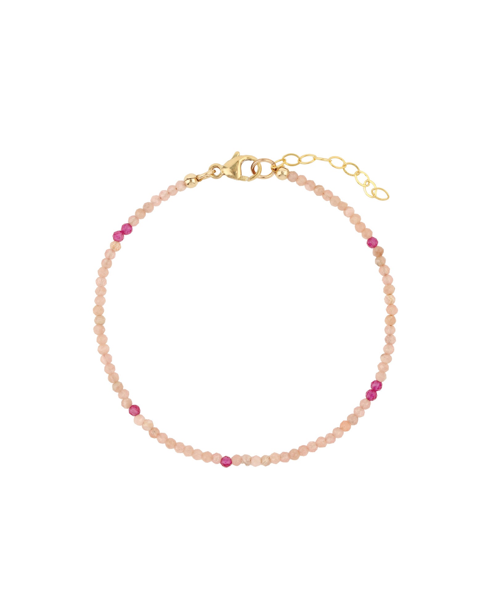 Pink Mix Stone Bracelet | 2mm 14k Gold Filled, Cherry Quartz