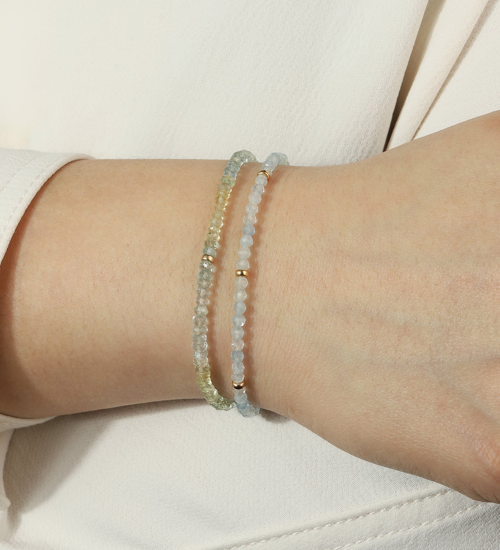 Gem Jar-Aquamarine Beaded Bracelet | 3mm-Bracelets-Blue Ruby Jewellery-Vancouver Canada