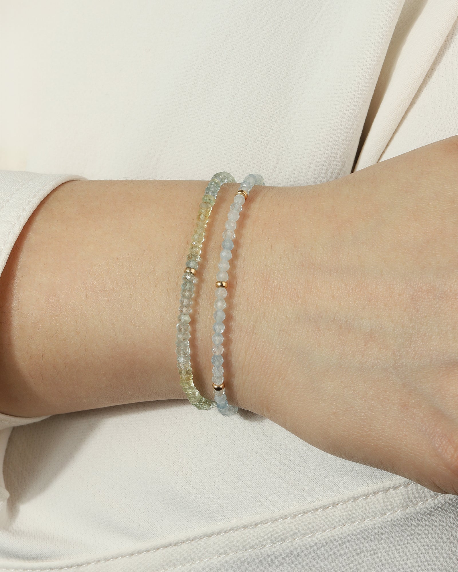 Gem Jar-Aquamarine Beaded Bracelet | 3mm-Bracelets-Blue Ruby Jewellery-Vancouver Canada