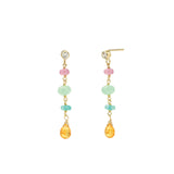 Four Mixed Stone Drop Studs 14k Gold Filled, Mandarin Garnet