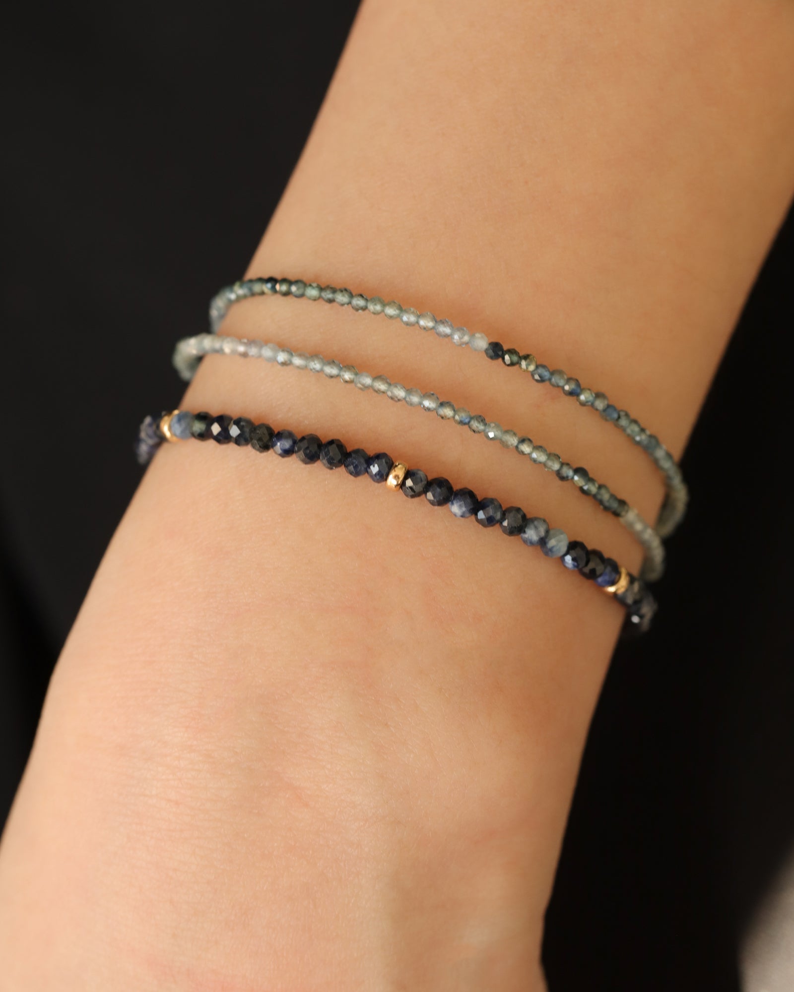 Gem Jar-Blue Sapphire Four Rondelle Bracelet | 3mm-Bracelets-Blue Ruby Jewellery-Vancouver Canada