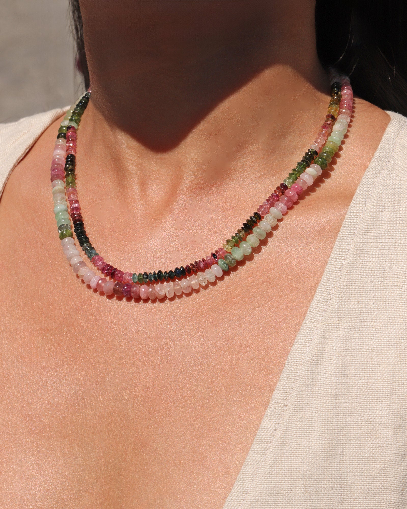 Gem Jar-Mix Tourmaline Necklace | 4mm-Necklaces-14k Gold Filled, Tourmaline-Blue Ruby Jewellery-Vancouver Canada