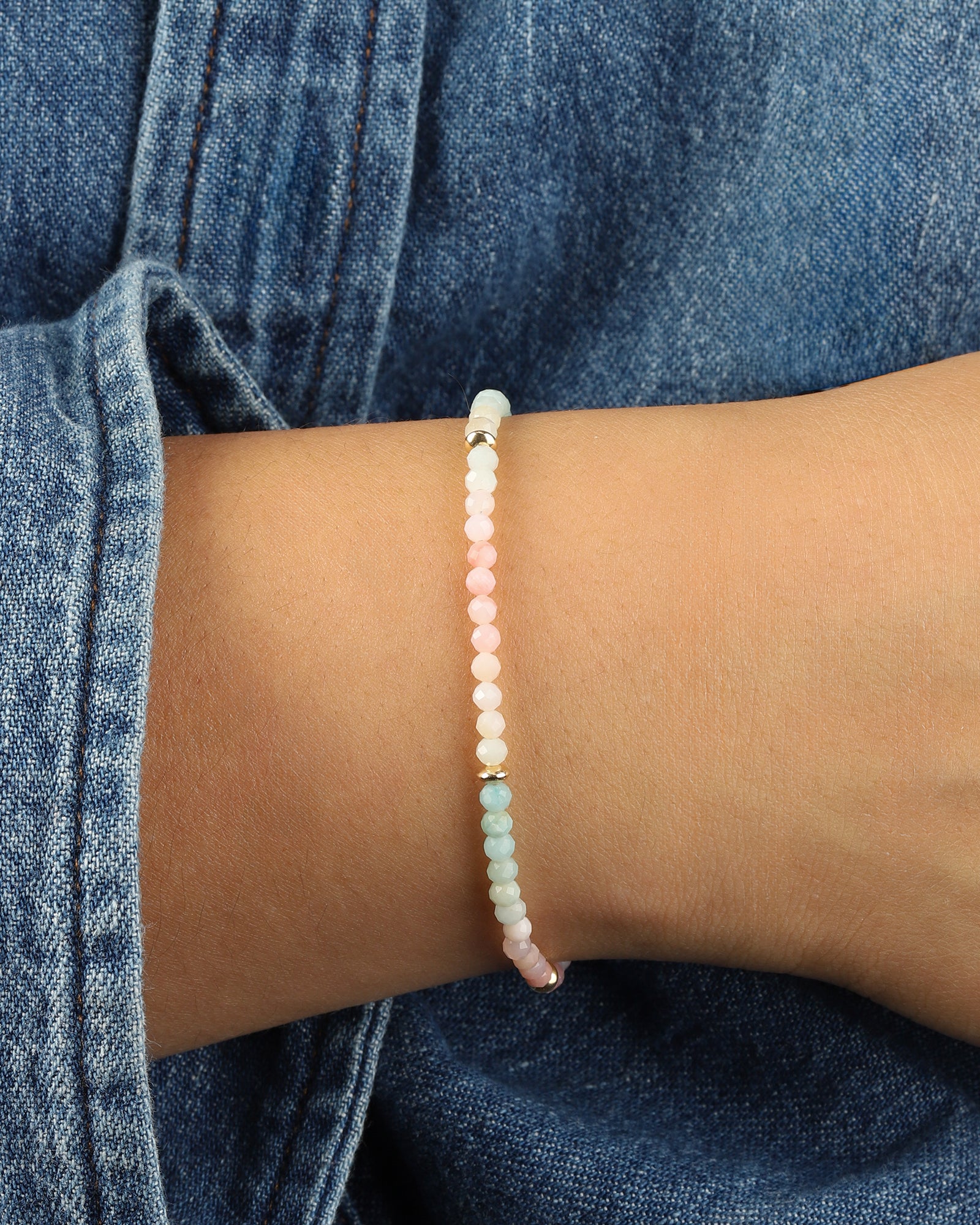 Gem Jar-Mix Stone Three Saucer Bracelet | 4mm-Bracelets-Blue Ruby Jewellery-Vancouver Canada