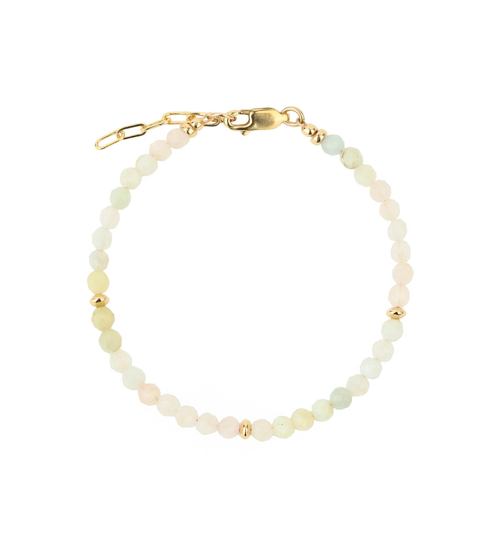 Mixed Stone Saucer Bracelet | 4mm 14k Gold Filled, Aquamarine