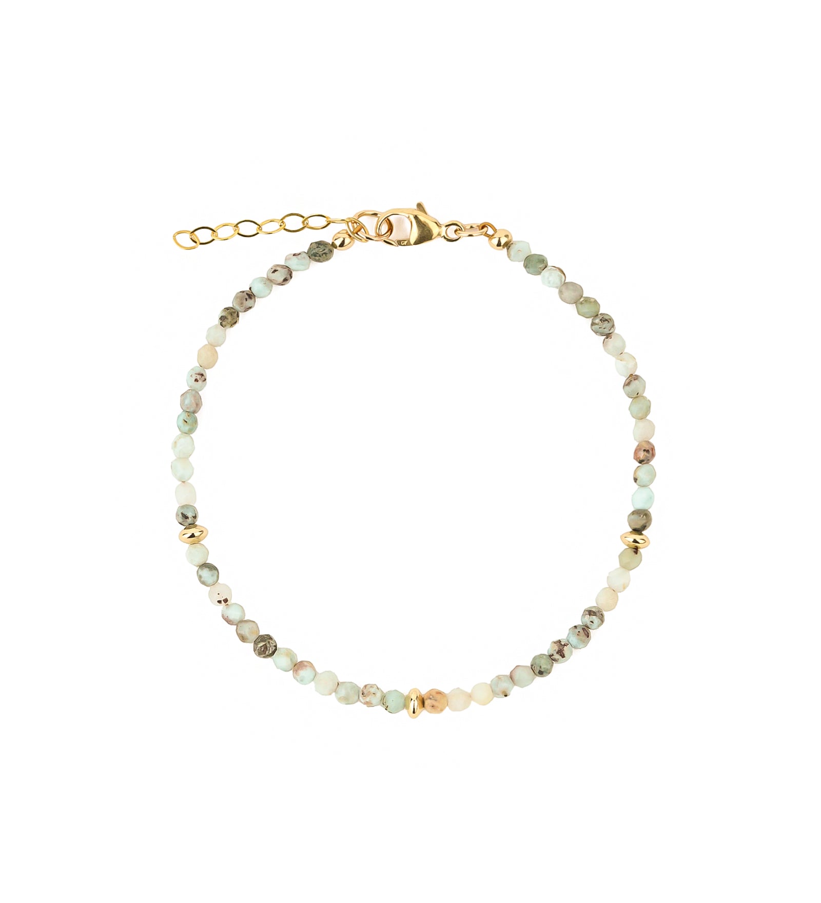 Gem Jar-Larimar Three Saucer Bracelet | 3mm-Bracelets-14k Gold Filled, Larimar-Blue Ruby Jewellery-Vancouver Canada