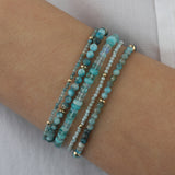 Larimar Beaded Bracelet | 2mm 14k Gold Filled, Larimar