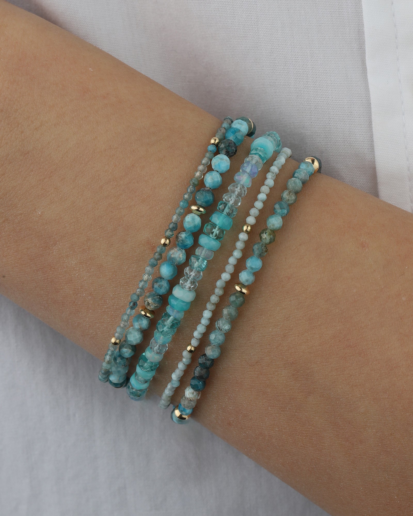 Larimar Beaded Bracelet | 2mm 14k Gold Filled, Larimar