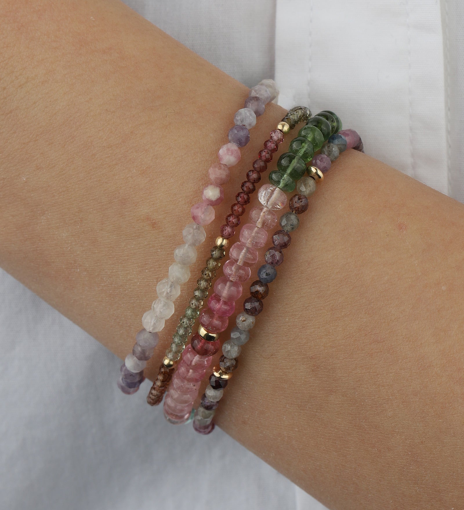 Mixed Stone Bracelet | 4mm 14k Gold Filled, Amethyst