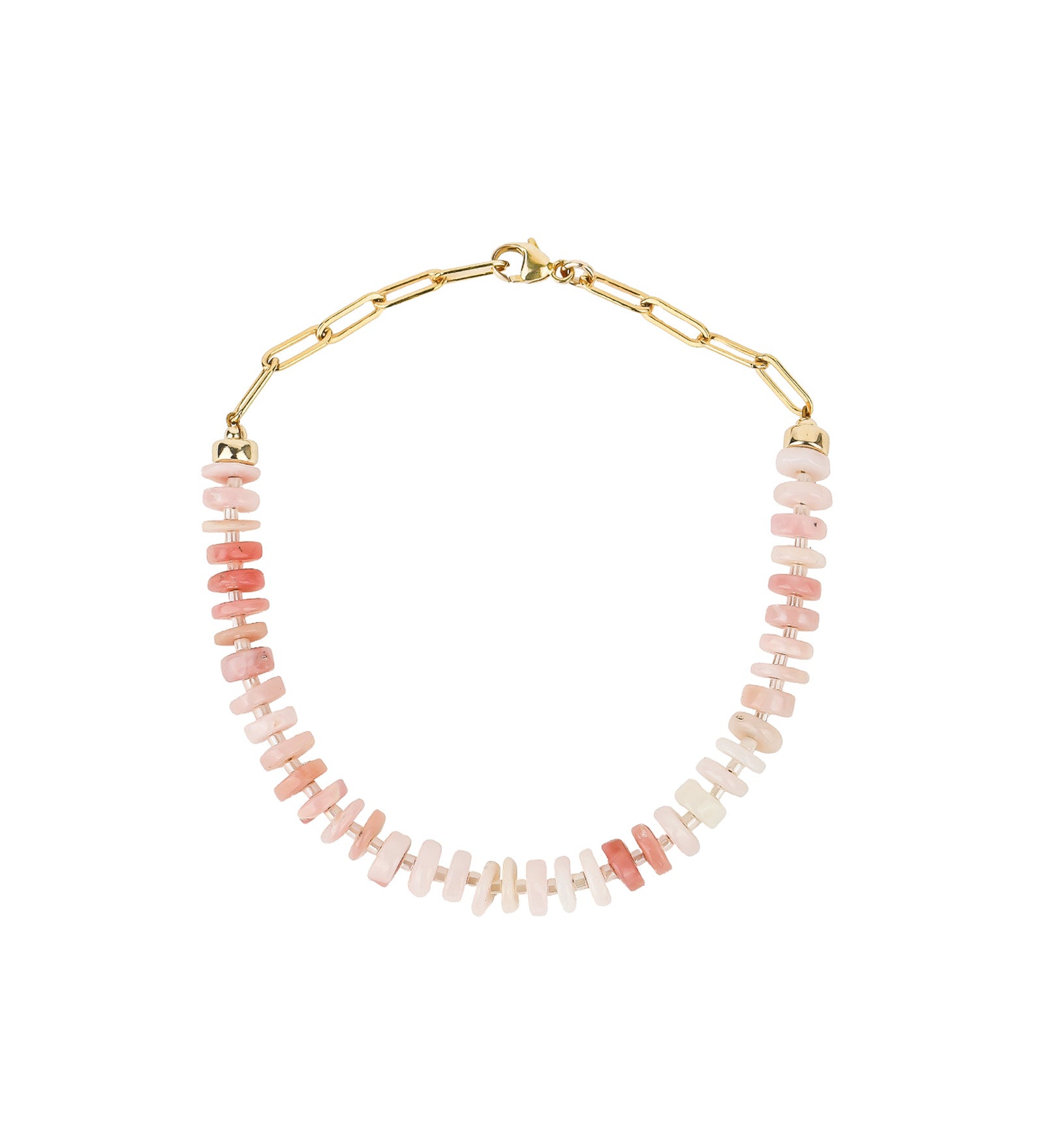 Pink Opal Heishi Miyuki Bracelet | 6.5mm 14k Gold Filled, Pink Opal