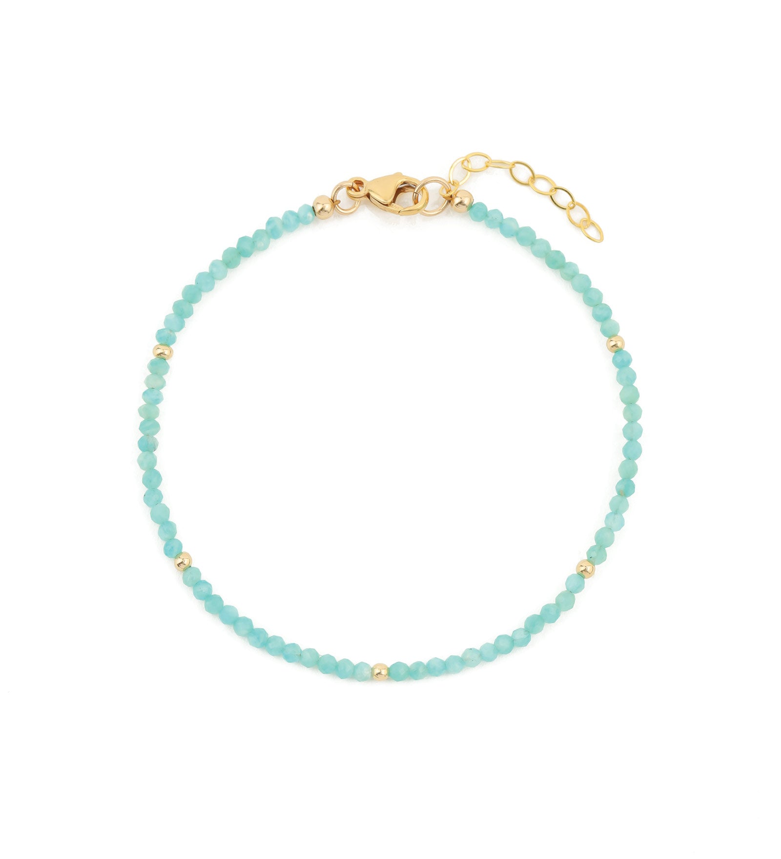 Amazonite Beaded Bracelet | 2mm 14k Gold Filled, Amazonite