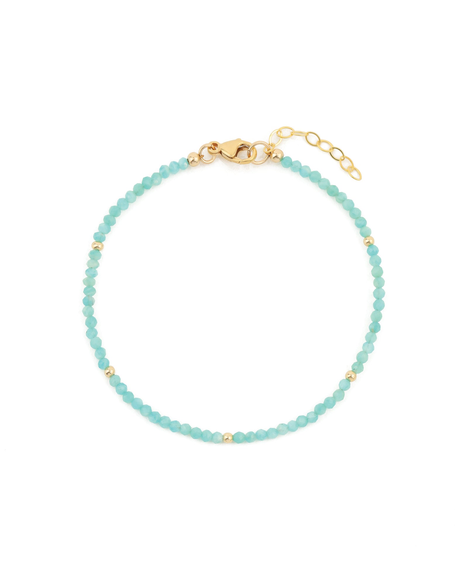 Amazonite Beaded Bracelet | 2mm 14k Gold Filled, Amazonite