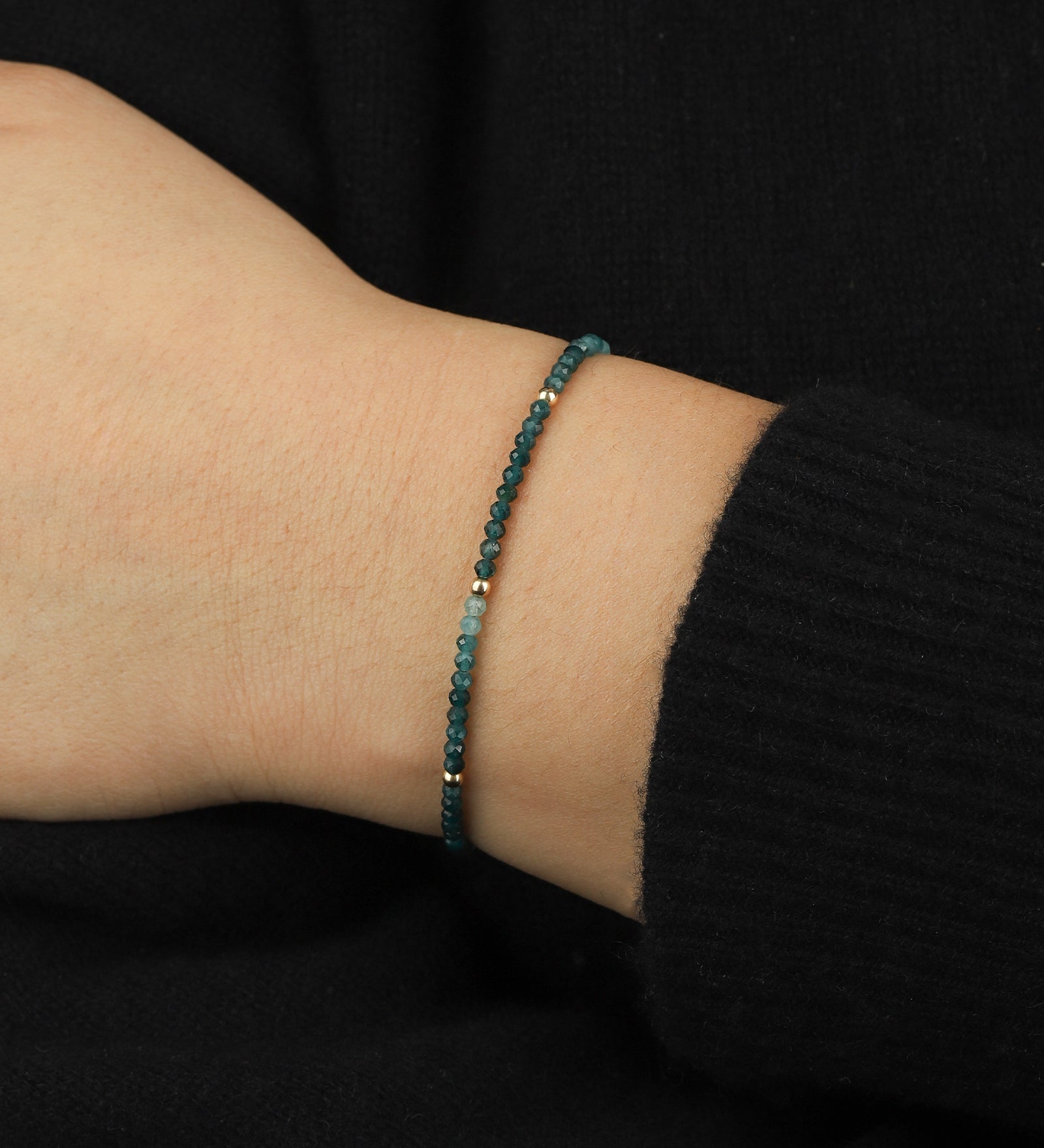 Gem Jar-Shaded Grandidierite Stone Bracelet | 2.5mm-Bracelets-Blue Ruby Jewellery-Vancouver Canada