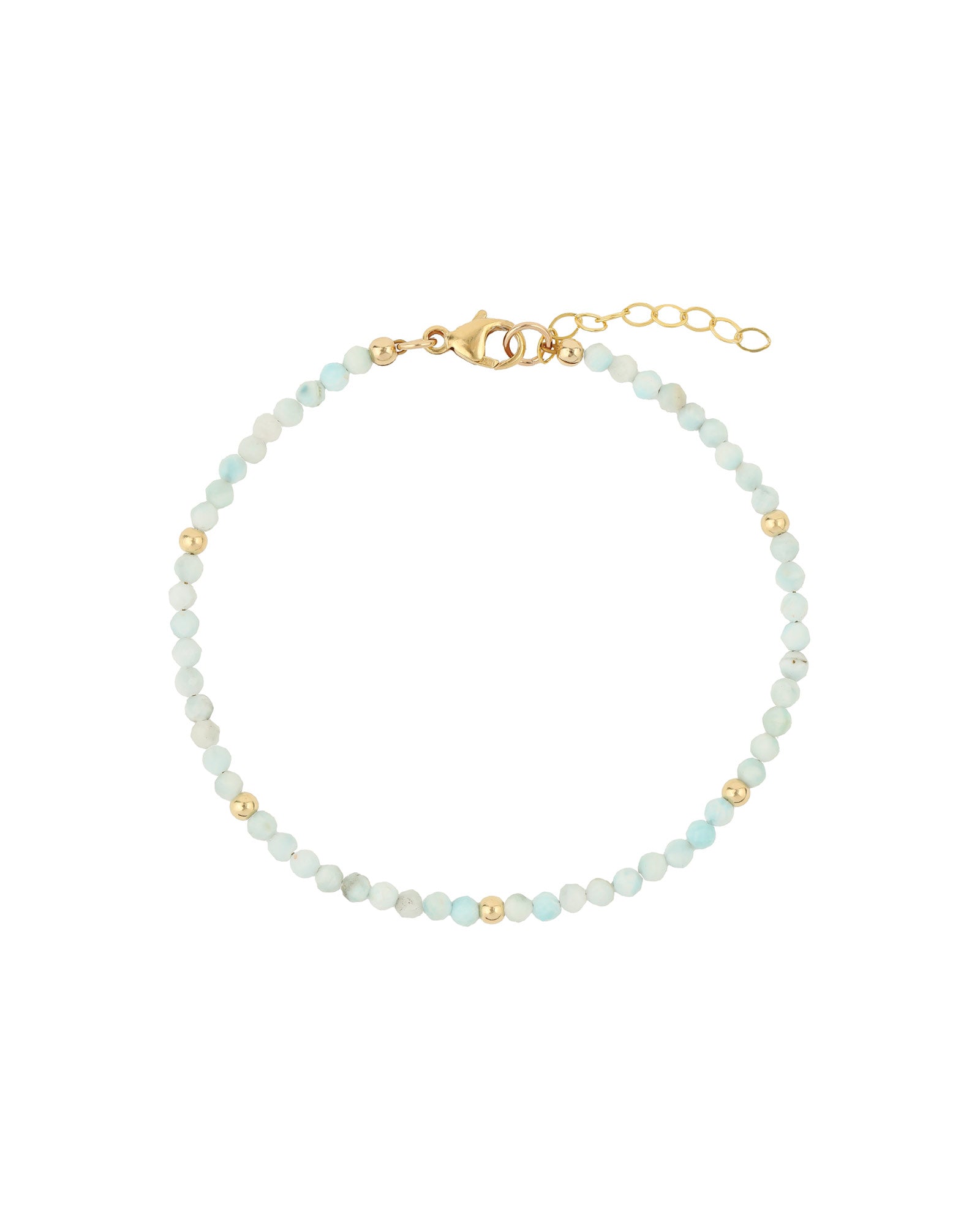 Larimar Beaded Bracelet | 2.5mm 14k Gold Filled, Larimar